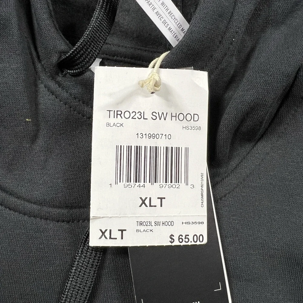 Adidas Men's XLT‎ Tiro23 League Sweat Black Hoodie Stripes Soccer HS3598 NEW